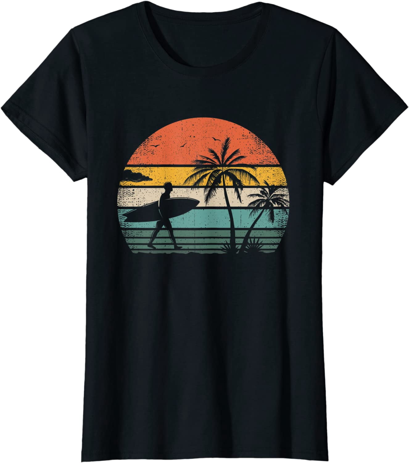 Surf Merch Vintage Surfing Retro Surf Style Palm Tree For Surfers T-Shirt ...