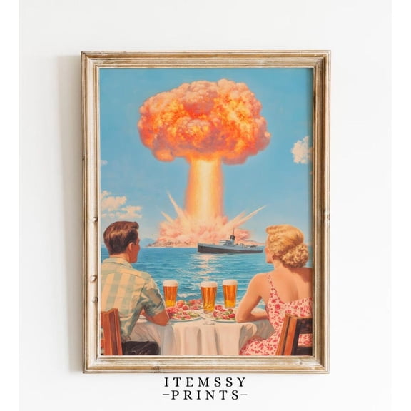 Vintage Surreal Retro Wall Art, Trippy Art Poster For Indie Room Decor, Groovy Retro Poster, Aesthetic Able Art, 8x12 UNFRAMED