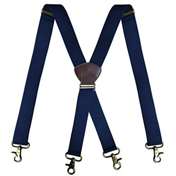 Vintage Suspenders for Men, Heavy Duty 4 Snap Hooks for Belt, Elastic Straps Loops Adjustable X Back