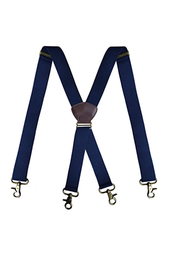 Vintage Suspenders for Men, Heavy Duty 4 Snap Hooks for Belt, Elastic Straps Loops Adjustable X Back