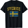 thumbnail image 1 of Vintage Sverige Sweden Flag Vintage Fade Men Women Kids T-Shirt mens t shirt，black，women，funny，misfits，men，journey，t-shirt, 1 of 4