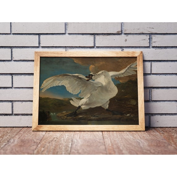 Vintage Swan Art Print, Farmhouse Country Decor Home Decor #433, Unframed Canvas Size 16x24