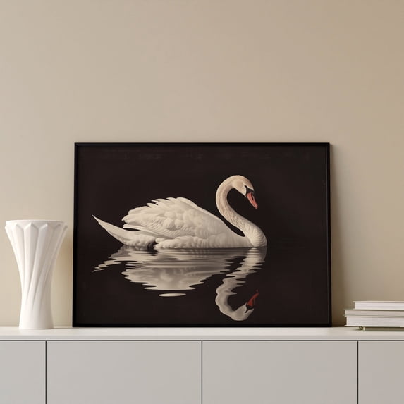 Vintage Swan Elegant Gallery Wall Art, Unframed Paper Print Size 8x12
