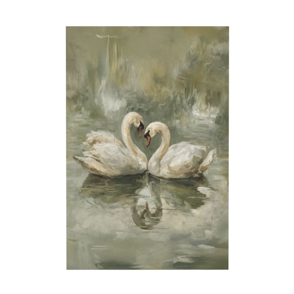 Vintage Swan Octagon Canvas Wall Art Rustic Farmhouse Romantic Cottagecore Decor For Bedroom Or Living Room 12*18in