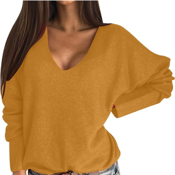 Vintage Sweater Round Neck Long Sleeve Solid Color Casual Loose Fit Pullover Knit Tops Women Fall Outfits