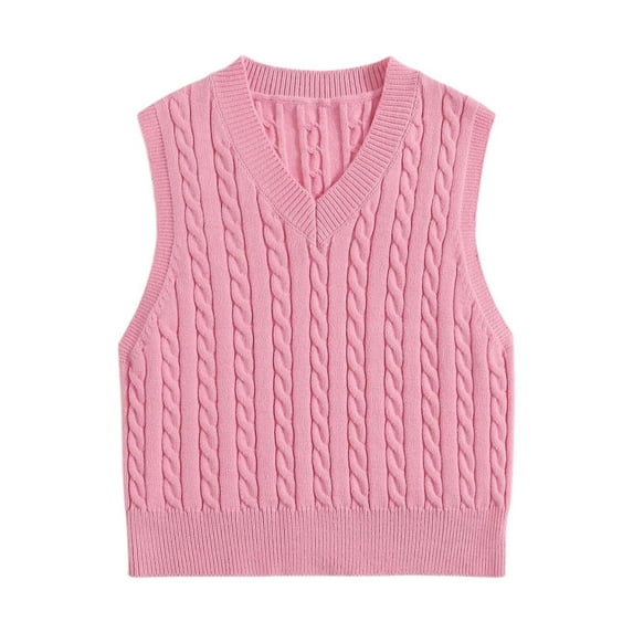 Vintage Sweater Vest Women Trendy Knit Top for Fall Wardrobe Women's V Neck Knitted Pullover Vest Sweater Sleeveless Top