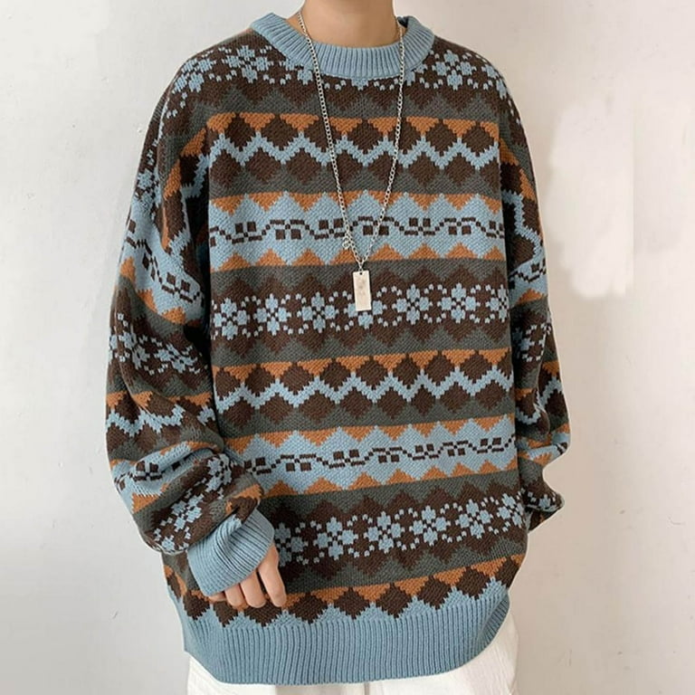 Vintage Sweater for Men,Mens Cable Knit Pullover Sweaters