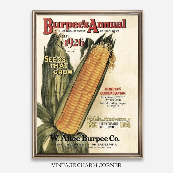 Vintage Sweet Corn Seed Catalog Farmhouse Decor Wall Art