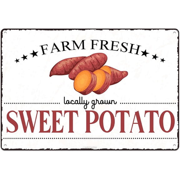 Vintage Sweet Potato Metal Signs Wall Decor Funny Vegetables Art Poster Decorative for Home Farmhouse Kitchen Garden Cafe Bar Farm Porch Fence Yard 12X8 Inch Aluminium Hanging Plaque