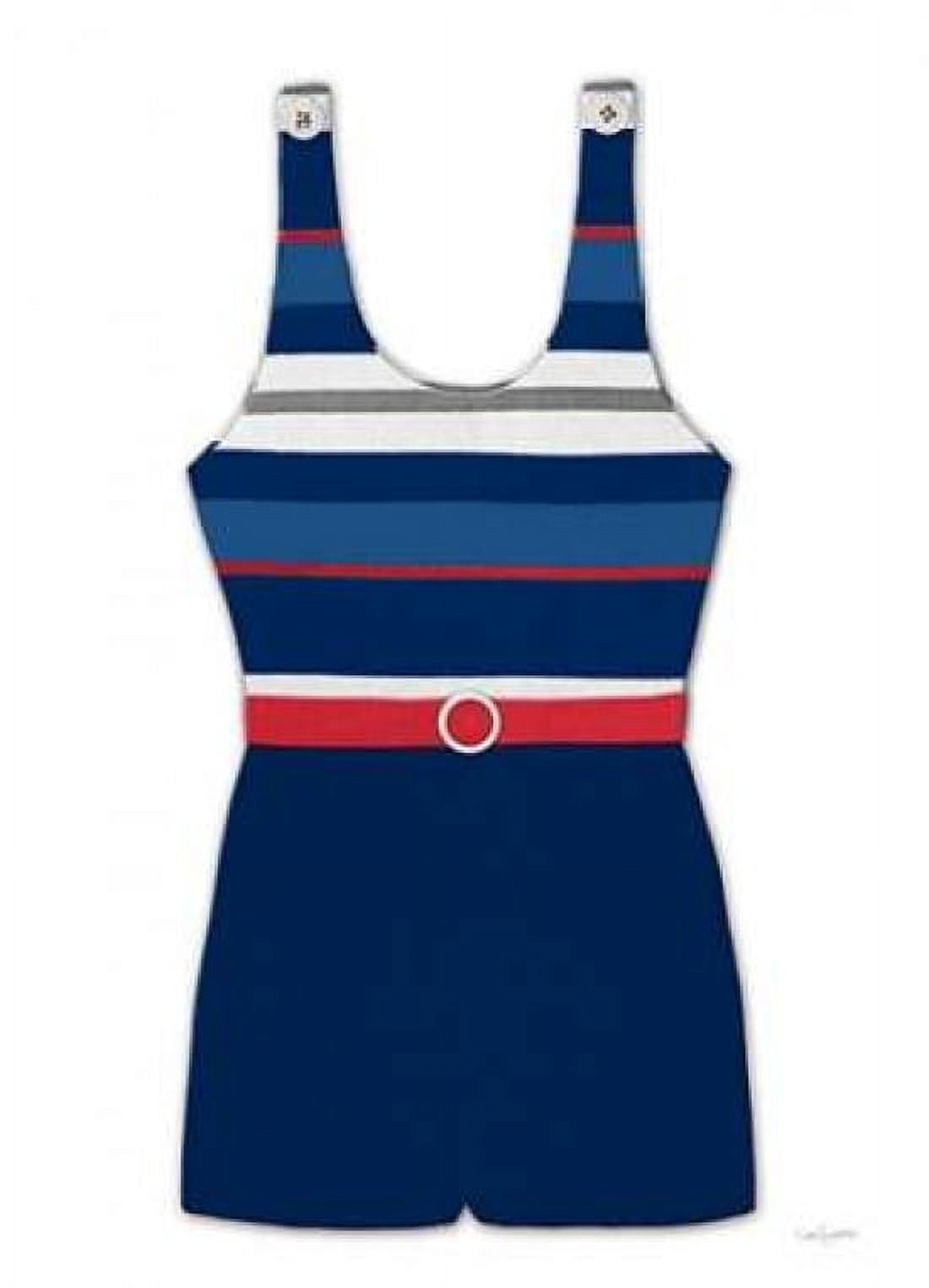 Vintage Swim Suit 2 B and R White Canvas Art - Sam Appleman (18 x 24)