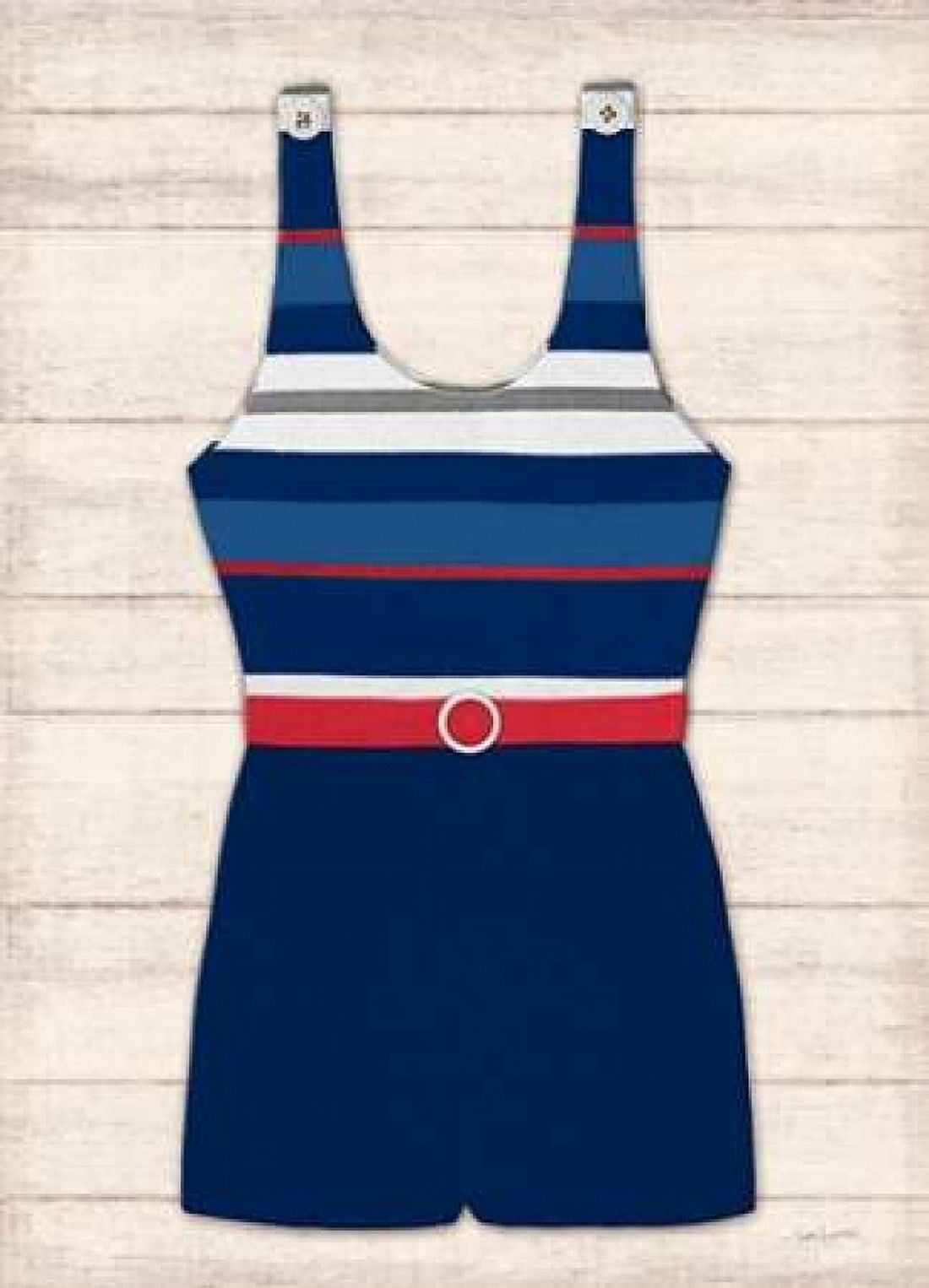 Vintage Swim Suit - Blue and Red 2 Canvas Art - Sam Appleman (18 x 24)