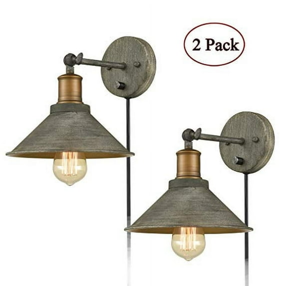 Vintage Swing Arm Wall Sconces Hardwired or Plug-in Bedroom Bath Wall Lamps Set of 2