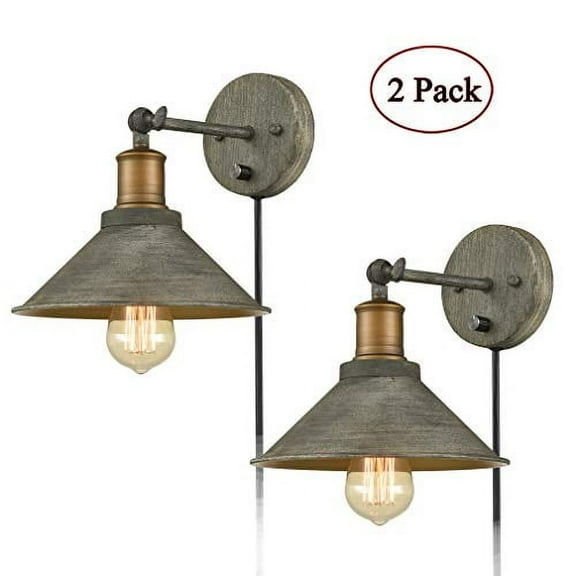 Vintage Swing Arm Wall Sconces Hardwired or Plug-in Bedroom Bath Wall Lamps Set of 2
