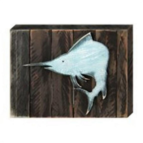 Vintage Swordfish Tropical Art on Board Wall Decor