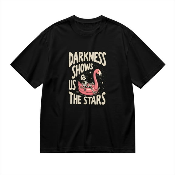 Vintage T Shirt, Darkness Shows Us Stars, Fun Skull Print,Cotton T-Shirt for Men, 23315522,Black, L