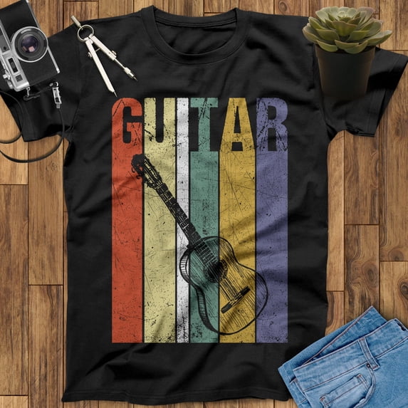 Vintage T Shirt, Guitar Flag Shirt, Guitar Print, Guitar Art, Guitar Gifts, Father's Day Gift, Mothers Day Gift, Gift For Men Gift For Women