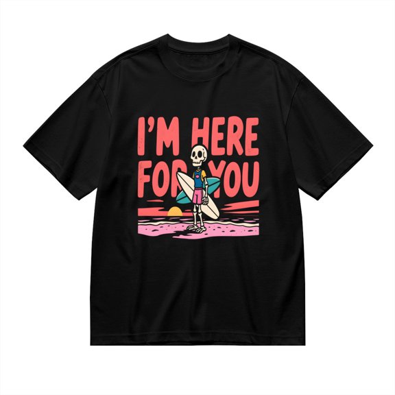 Vintage T Shirt, I'm Here For You, Fun Skull Print 2,Cotton T-Shirt for Men, 23315524,Black, 3XL