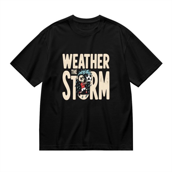 Vintage T Shirt, Weather The Storm, Fun Skull Print 5,Cotton T-Shirt for Men, 23315511,Black, XL