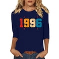 thumbnail image 1 of Vintage T Shirts For Women Crew Neck 3/4 Sleeve Print Pullover Tops Casual Stylish Comfy 1996 Graphic Tees (L, Blue), 1 of 4