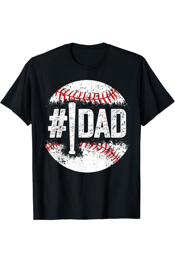 Vintage T-shirt #1 Dad Baseball Number One Daddy Son Baseball Player T-Shirt S-5XL Trending Birrthday Tee Gifts Vintage Tee -Birthday Gifts, Unisex T-Shirt