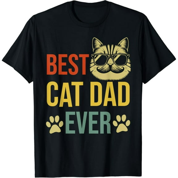 Vintage T-shirt Best Cat Dad Ever Vintage Funny Cat Daddy Fathers Day 2024 T-Shirt S-5XL - Trending Birrthday Tee Gifts Vintage Tee -Birthday Gifts