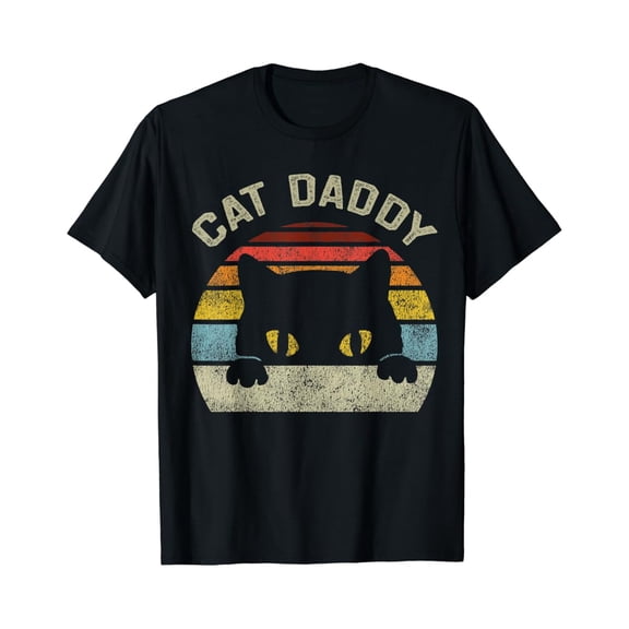 Vintage T-shirt Cat Daddy Men Vintage Retro Black Cats Dad Fathers Day Gift T-Shirt S-5XL - Trending Birrthday Tee Gifts Vintage Tee -Birthday Gifts