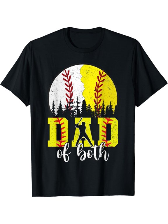 Vintage T-shirt Dad Of Both Baseball Softball Vintage Fathers Day Daddy T-Shirt S-5XL - Trending Birrthday Tee Gifts Vintage Tee -Birthday Gifts