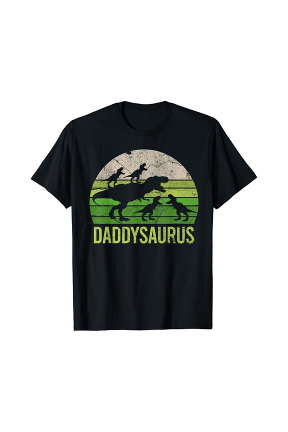 Vintage T-shirt Daddysaurus 4 four Vintage Christmas Gift Fathers Day T-Shirt S-5XL - Trending Birrthday Tee Gifts Vintage Tee -Birthday Gifts
