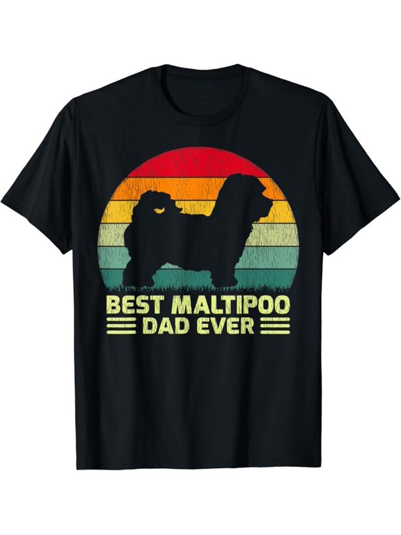 Vintage T-shirt Funny Vintage Best Maltipoo Dad Ever Father's Day T-Shirt S-5XL Trending Birrthday Tee Gifts Vintage Tee -Birthday Gifts, Unisex T-Shirt
