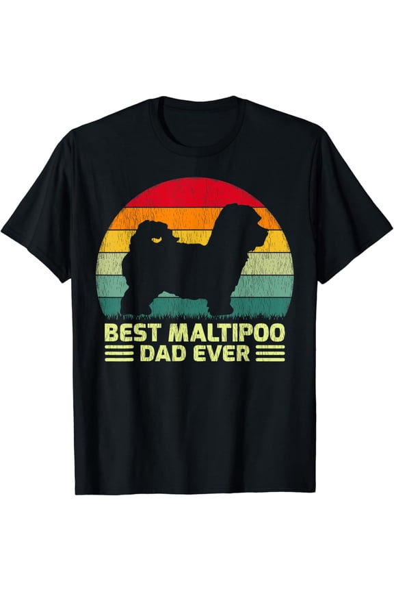 Vintage T-shirt Funny Vintage Best Maltipoo Dad Ever Father's Day T-Shirt S-5XL Trending Birrthday Tee Gifts Vintage Tee -Birthday Gifts, Unisex T-Shirt