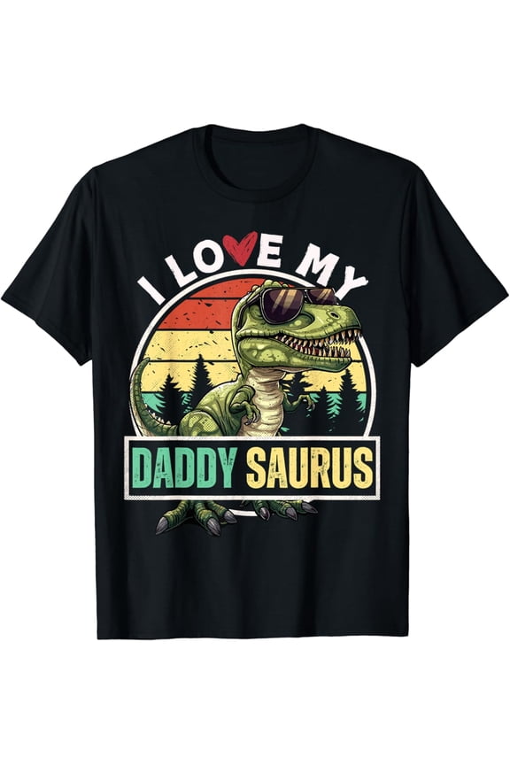 Vintage I Love My Daddysaurus Funny Daddy Dinosaur Fathers Day T-Shirt S-5XL - Trending Birrthday Tee Gifts Vintage Tee -Birthday Gifts