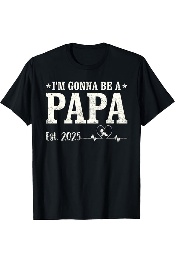 Vintage T-shirt I'm Gonna Be A Papa Est 2025 Fathers Day Vintage Men T-Shirt S-5XL - Trending Birrthday Tee Gifts Vintage Tee -Birthday Gifts