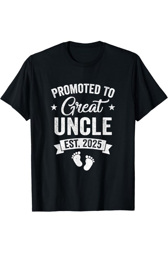 Vintage T-shirt Promoted To Great Uncle Est 2025 Pregnancy Announcement T-Shirt S-5XL - Trending Birrthday Tee Gifts Vintage Tee -Birthday Gifts