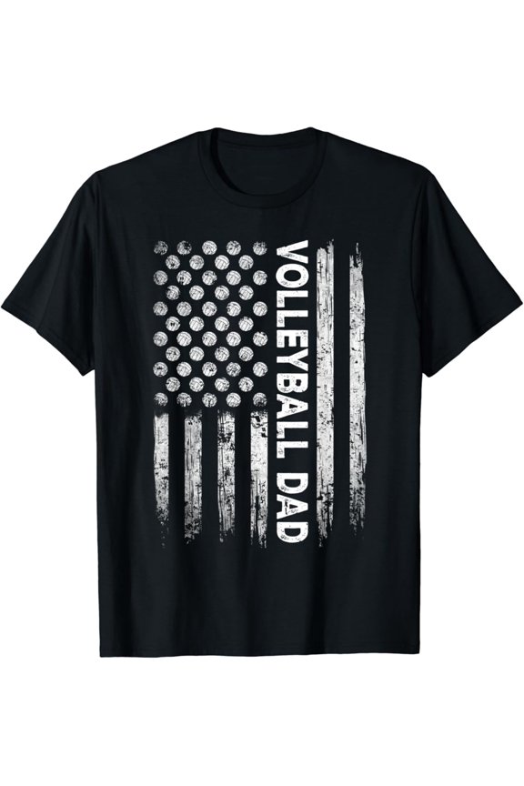 Vintage T-shirt Vintage Volleyball Dad USA Flag Retro Fathers Day Daddy Papa T-Shirt S-5XL - Trending Birrthday Tee Gifts Vintage Tee -Birthday Gifts