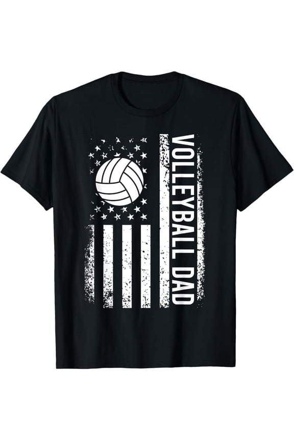 Vintage T-shirt Vintage Volleyball Dad USA Flag Retro Fathers Day Daddy Papa T-Shirt S-5XL - Trending Birrthday Tee Gifts Vintage Tee -Birthday Gifts