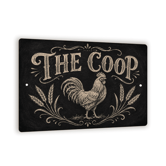 Vintage "THE COOP" Metal Sign - Chalkboard-Style Farmhouse Wall Decor - 8"x 12" Farmhouse Wall Art For Backyard Chicken Keepers And Farm Fans