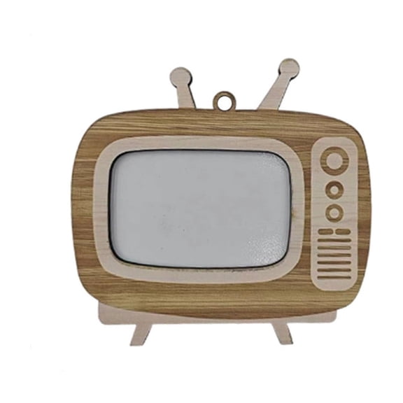 Vintage TV Shaped Wooden Photo Frame, Retro Television Desktop Picture Display, Hanging Wall Timber Ornament, Dual Use Photo Holder For Home Interior Car Small Decor