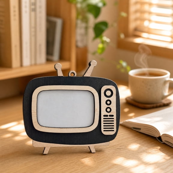 Vintage TV Wooden Picture Frame Retro Television Photo Frame Desktop Display Hanging Photo Holder Rustic Home Decor Car Ornament Memory Display Gift Keepsake Frame