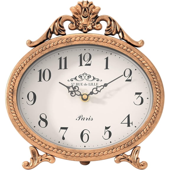 Vintage Table Clock,Antique Gold French Rustic Style Mantel Clock
