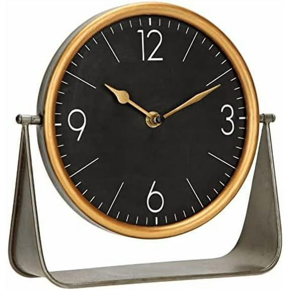 Table Clock, Black Desk Clock Stand Decorative Desk and Shelf Clocks Tabletop Clock Silent Non-Ticking with for Room