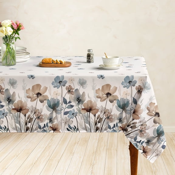 Vintage Table Cloth Rectangle, 60x84 Inch Dining Table Cover, Washable Watercolor Floral Table Cover for Party, Picnic Dinner Decor Indoor&Outdoor