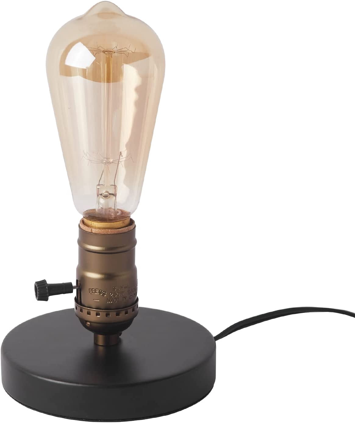 Vintage Table Lamp, Industrial Desk Lamp Small Retro Bedside Lamp with ...