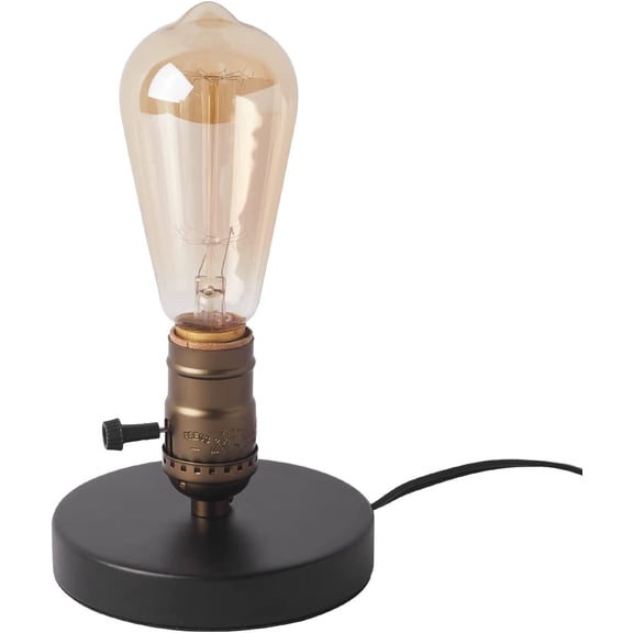 Vintage Table Lamp, Industrial Desk Lamp Small Retro Bedside Lamp with ON/Off Switch E26 Lamp Holder for Home Lighting Decor, Cafe Bar, Studio Antique Decor(Without Bulb)