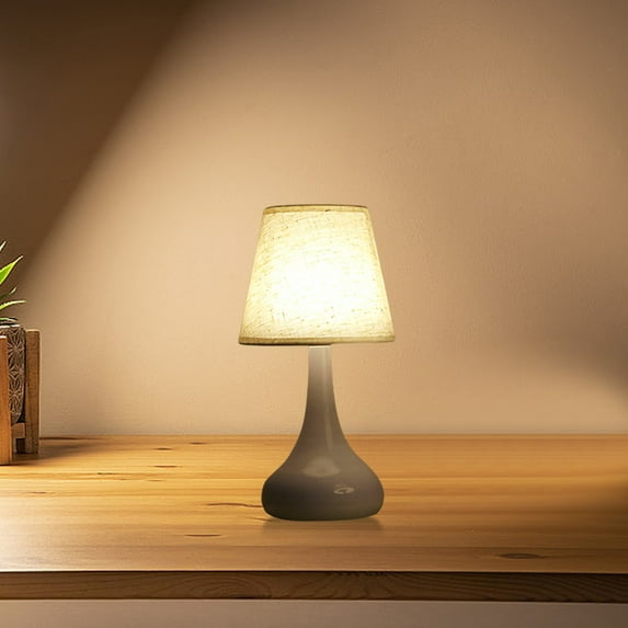 Vintage Table Lamp for Bedroom Bedside Desk Dormitory Reading Night Light with Metal Base(White)