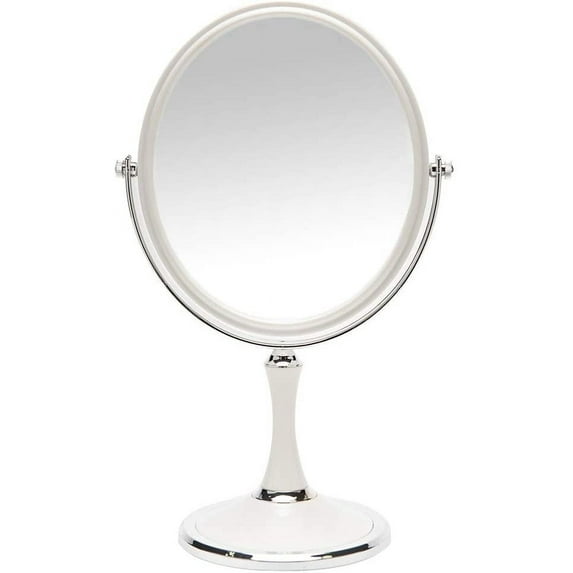 Vintage Table Mirror with Stand 8-inch Double Sided Swivel 1X/3X Magnification Desk Mirror with Silver Style 13 Inch Height Standing Tabletop Makeup Vanity Mirror(Oval)