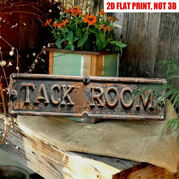 Vintage Tack Room Wall Decor Street Signs Home Bar Coffee Metal Tin Signs 16X4In