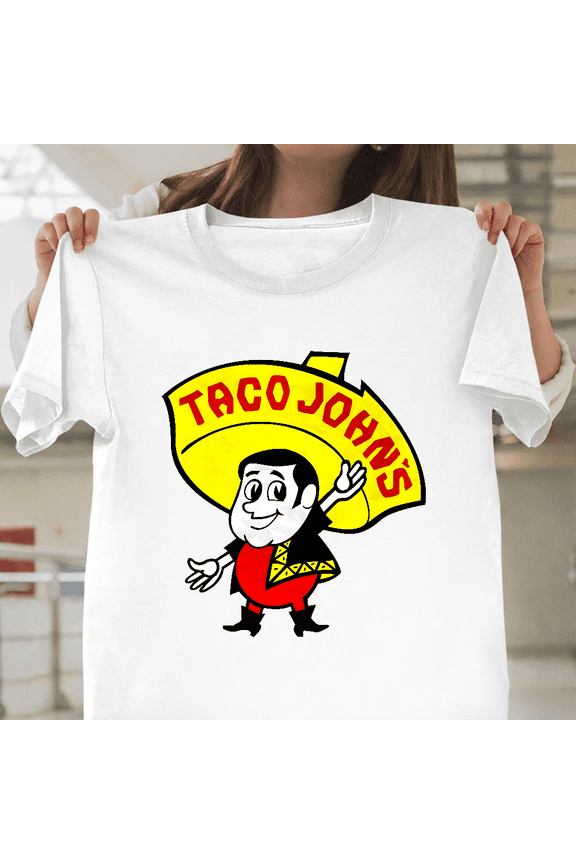 Vintage Taco Johns 60s Mexican Restaurant Mascot Foodie Graphic Unisex T-Shirt, for men & women, up to size 5XL.