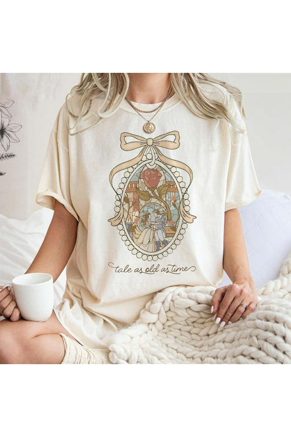 Vintage Tale As Old As Time Shirt, Disney Princess Shirt, Beauty And The Beast Disney Shirt Princess Belle Gift For Hers-5Xl Shirt