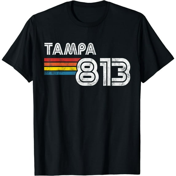 Vintage Tampa T-Shirt | Proud 813 State Of Florida Gift T-Shirt Black Large