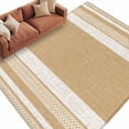 thumbnail image 1 of Vintage Tan Brown Striped Area Rug 5x8 Washable Rug Non Slip Farmhouse Modern Stripes Boho Linen Large Area Rug Soft Stainresistant Indoor Carpet for Living Room Bedroom Office Dining Room Nursery, 1 of 9